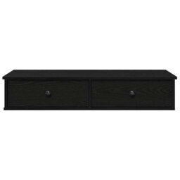 Berkfield Wall Shelf With Drawers Black 100X37.5X19 Cm Engineered Wood - thumbnail 4