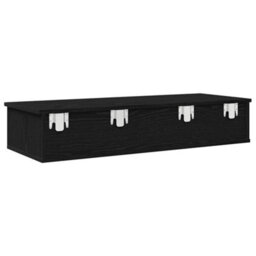 Berkfield Wall Shelf With Drawers Black 100X37.5X19 Cm Engineered Wood - thumbnail 6