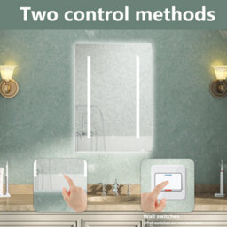 AVER-GROWTH Led Bathroom Mirror Cabinet With Shaver Socket, Dimmable Light, Anti-Fog Demister, Touch/wall Switch, Brightness Memory, 450X600mm - thumbnail 5