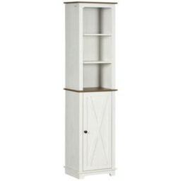 Kleankin Tall Bathroom Cabinet Storage Cupboard With Door, Adjustable Shelves - thumbnail 2