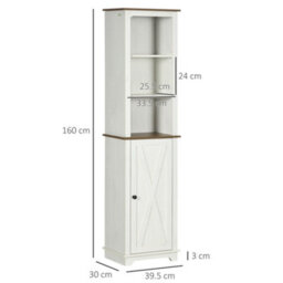 Kleankin Tall Bathroom Cabinet Storage Cupboard With Door, Adjustable Shelves - thumbnail 3