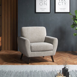 Furnishings For Less UK Matlock Boucle Linen Fabric Curved Arm Single Seater Armchair - thumbnail 2