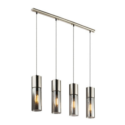Luminosa Lighting Luminosa Annika Bar Pendant Ceiling Light Nickel Matt Glass Shade 4X E27 - image 1