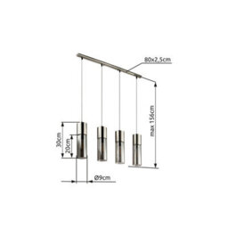 Luminosa Lighting Luminosa Annika Bar Pendant Ceiling Light Nickel Matt Glass Shade 4X E27 - thumbnail 7