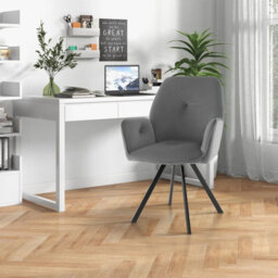 Gainoom Set Of 2 Grey Swivel Accent Chair Ergonomic Leisure Velvet Armchair Padded Desk Chair - thumbnail 8