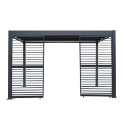 MonsterShop Metal Pergola 3 X 4M Grey 4 Retractable White Mesh Blinds & 2 Panels - thumbnail 2