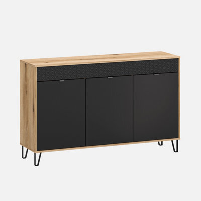 Heze Furniture Bellano 3 Door Sideboard - Evok Oak / Black - image 1