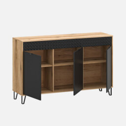 Heze Furniture Bellano 3 Door Sideboard - Evok Oak / Black - thumbnail 2