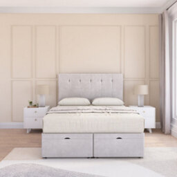 Sloomy Highbury End Lift Ottoman Bed 3Ft With Sprung Memory Mattress - Silver Plush & Headboard- Single - thumbnail 3