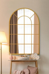 Mirroroutlet The Arcus Gold Framed Arched Window Leaner/wall Mirror 120Cm X 80Cm - thumbnail 5