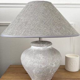 Wholesome Home Concrete-Effect Stone Table Lamp With Grey Shade