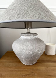 Wholesome Home Concrete-Effect Stone Table Lamp With Grey Shade - thumbnail 2