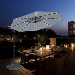 Sundaze 3M Grey Garden Banana Parasol Cantilever Umbrella With Solar Led Lights Outdoor Patio - thumbnail 1