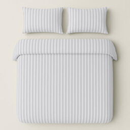 Bedlooms White Stripe Duvet Cover Set, Reversible, Breathable & Hypoallergenic Bedding Pack, Super King 260X220Cm - thumbnail 2