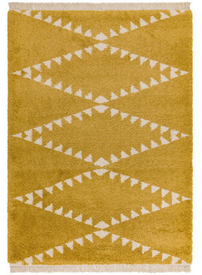 Mustard Shaggy Handmade Modern Easy To Clean Rug For Dining Room-200Cm X 290Cm - image 1