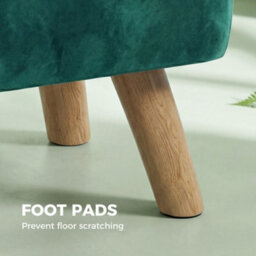 Homcom Modern Footstool, Fabric Foot Rest With Rubber Wood Legs, Dark Green - thumbnail 6