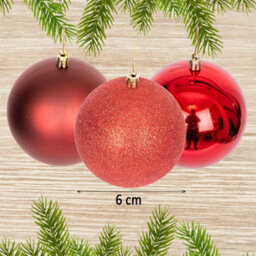 Shatchi 50mm/18Pcs Christmas Baubles Shatterproof Dark Red, Christmas Tree Decorations - thumbnail 2