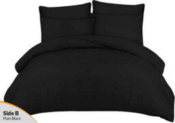 Pamposh 3 Pcs Single Duvet Cover Set With Matching Black Single Fitted Sheet Extra Deep Pocket Ultrasoft Premium Microfibre - thumbnail 4
