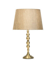 Lighting Supermarket Bergen Slimline Antique Brass Candlestick Table Lamp With Charcoal Gold Linen Shade - thumbnail 2