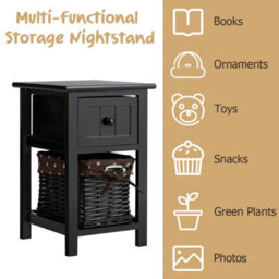 Costway Set Of 2 Chest Of Drawers Side Table Beside Table Nightstand W/ Removeable Baskets - thumbnail 6