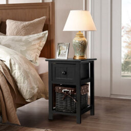 Costway Set Of 2 Chest Of Drawers Side Table Beside Table Nightstand W/ Removeable Baskets - thumbnail 4