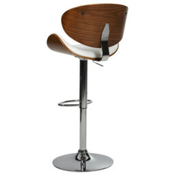 Wyld And Coco Nova Modern Set Of 2 Swivel Bar Stools - White Faux Leather, Dark Wood Effect, Adjustable Height - thumbnail 6