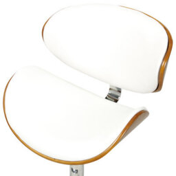 Wyld And Coco Nova Modern Set Of 2 Swivel Bar Stools - White Faux Leather, Dark Wood Effect, Adjustable Height - thumbnail 7