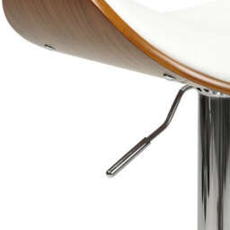Wyld And Coco Nova Modern Set Of 2 Swivel Bar Stools - White Faux Leather, Dark Wood Effect, Adjustable Height - thumbnail 8