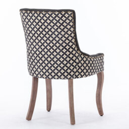 HomeTouch Set Of 6 Black Fabric Dining Chairs With Nailhead Trim & Wood Legs - thumbnail 8