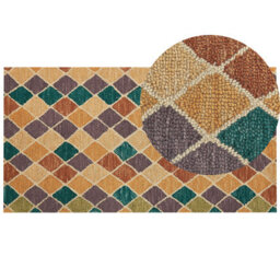 Beliani Rug Keskin Multicolour 80 X 150 Cm Wool