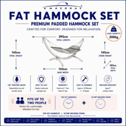 Amazonas The Fat Padded Hammock & Wooden Stand Set - Red - thumbnail 3