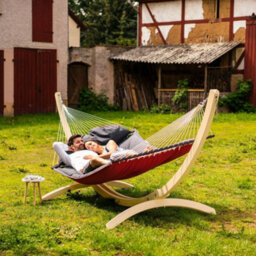 Amazonas The Fat Padded Hammock & Wooden Stand Set - Red - thumbnail 2