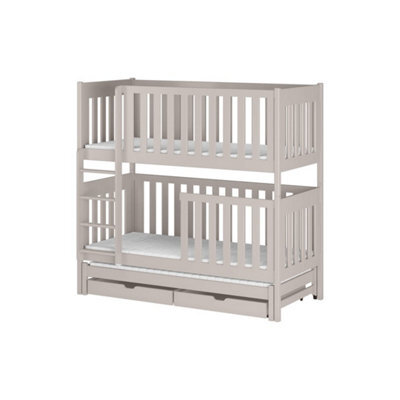 Arte Title: Emily Bunk Bed With Trundle & Storage 198Cm - Cashmere Finish, Solid Pine, Triple Bed Option & Drawers - image 1