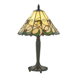 Small Tiffany Glass Led Table Lamp - Floral Design - Dark Bronze Finish