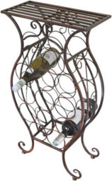 Garden Market Place Wine Rack - Decorative Free Standing Metal Framed Wine Rack For 13 Wine Bottles With Shelf - Bronze - thumbnail 1