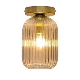 First Choice Lighting Set Of 2 Batley - Clear Glass Satin Brass Ceiling Light Fittings - thumbnail 3