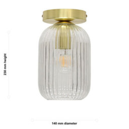 First Choice Lighting Set Of 2 Batley - Clear Glass Satin Brass Ceiling Light Fittings - thumbnail 6