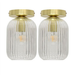 First Choice Lighting Set Of 2 Batley - Clear Glass Satin Brass Ceiling Light Fittings - thumbnail 1