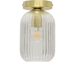First Choice Lighting Set Of 2 Batley - Clear Glass Satin Brass Ceiling Light Fittings - thumbnail 2