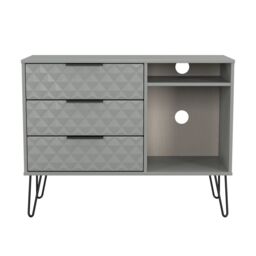 Anzio Matt Dusk Grey Tv Stand With 2 Shelves & 3 Drawers, (H)74.2Cm X (W)96.8Cm X (D)39.2Cm - thumbnail 2