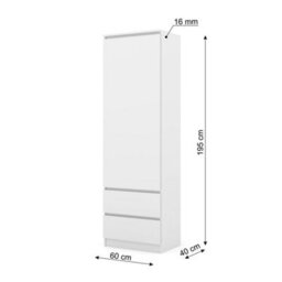 Arte Maja 60Cm Tall Cabinet - White, Bright Slimline Cabinet With Shelves And Drawers - thumbnail 4