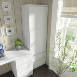 Arte Maja 60Cm Tall Cabinet - White, Bright Slimline Cabinet With Shelves And Drawers - thumbnail 5