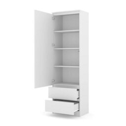 Arte Maja 60Cm Tall Cabinet - White, Bright Slimline Cabinet With Shelves And Drawers - thumbnail 2