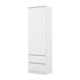 Arte Maja 60Cm Tall Cabinet - White, Bright Slimline Cabinet With Shelves And Drawers - thumbnail 1