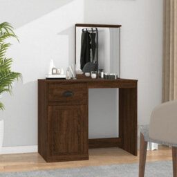 Berkfield Dressing Table With Mirror Brown Oak 90X50X132.5 Cm Engineered Wood