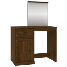 Berkfield Dressing Table With Mirror Brown Oak 90X50X132.5 Cm Engineered Wood - thumbnail 2
