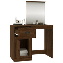 Berkfield Dressing Table With Mirror Brown Oak 90X50X132.5 Cm Engineered Wood - thumbnail 5
