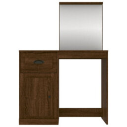 Berkfield Dressing Table With Mirror Brown Oak 90X50X132.5 Cm Engineered Wood - thumbnail 6
