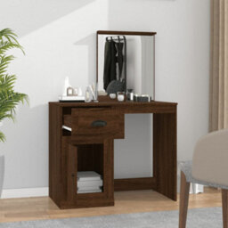 Berkfield Dressing Table With Mirror Brown Oak 90X50X132.5 Cm Engineered Wood - thumbnail 3