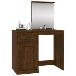 Berkfield Dressing Table With Mirror Brown Oak 90X50X132.5 Cm Engineered Wood - thumbnail 4